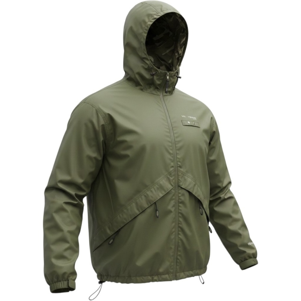Field & Stream Mens Olive Green Hooded Windbreaker Jacket Full Zip Large